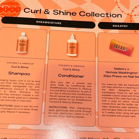 Shea moisture coconut & hibiscus shampoo conditioner set /press on nail gift set - Picture 2 of 2